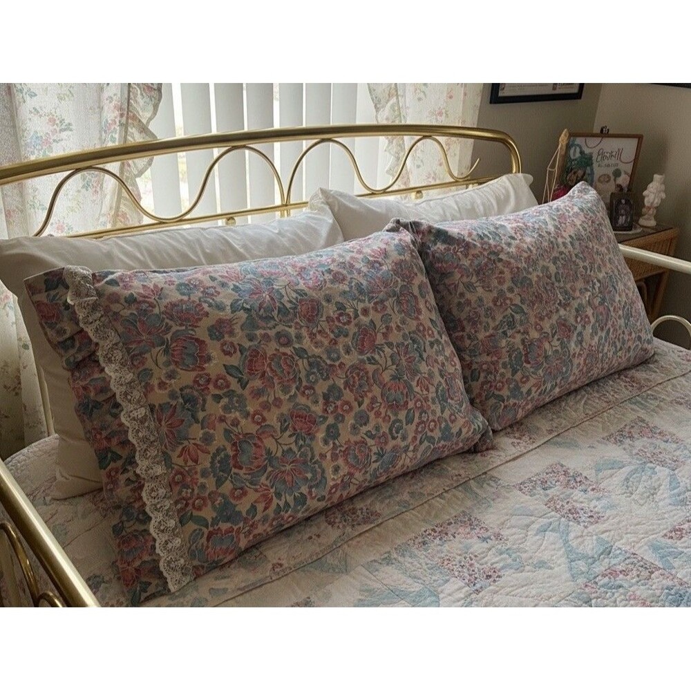 Vtg Springmaid Floral Pillowcase Cottagecore Grannycore No Iron Percale Queen